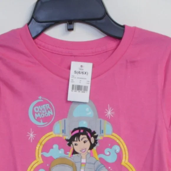 Over The Moon Fei Fei& her Bunny Girls Short Sleeve Pink Graphic T-shirt NWT - Picture 2 of 6